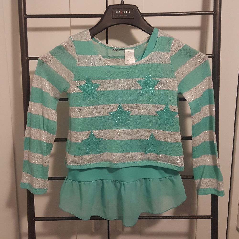 Green and white striped sweater with tank